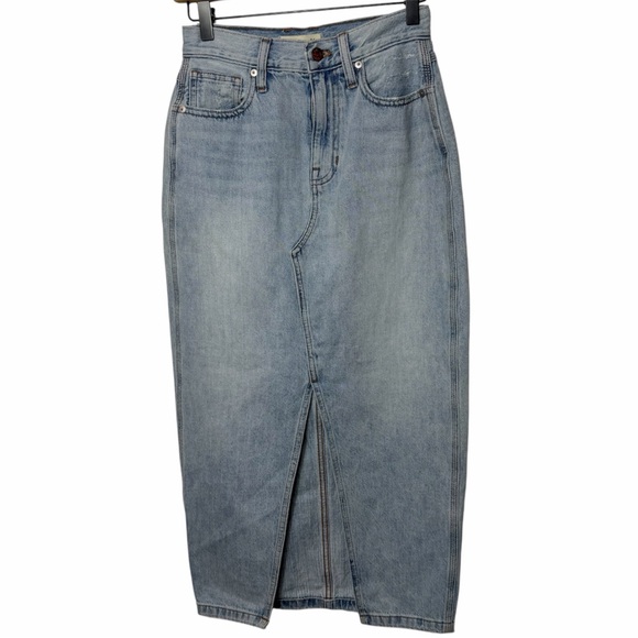 Madewell Dresses & Skirts - MADEWELL BLUE DENIM MIDI SKIRT WOMEN'S LONG JEAN SKIRT FRONT SLIT SIZE 23